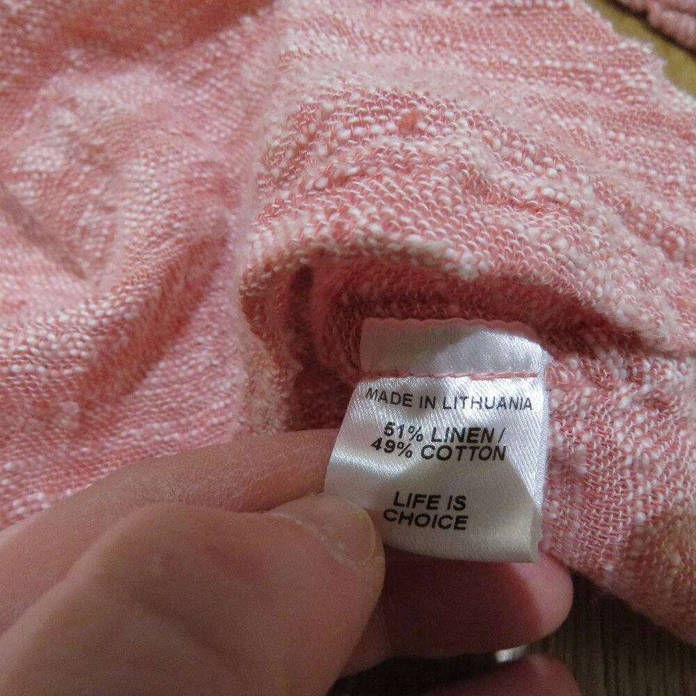 FLAX Linen Blend Textured Tunic Top in Light Red Lagenlook Flowy Comfy - Picture 14 of 14